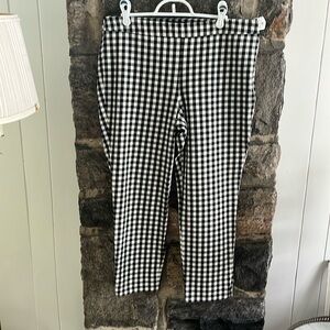 SIZE 10P TALBOTS CHATHAM ANKLE BLACK AND WHITE CHECK PANTS